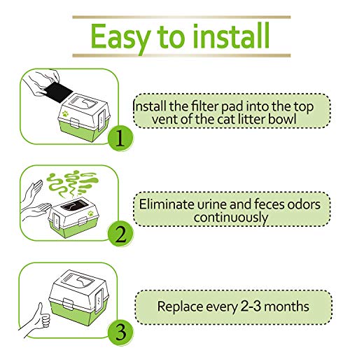 Ruisita 6 Pack Charcoal Replacement Filter for Cat Litter Box, Carbon