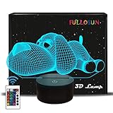 FULLOSUN 3D LED Dog Night Light Lovely Doggy Baby Nightlight for Bedroom,Remote Control 16 Color Change Illusion Decor Lamp Unique Gift