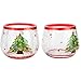 Home-X Christmas Tree Candleholders. Crackle Glass Candle Holders. Set of 2