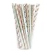 eBoot Paper Drinking Straws for Birthdays, Weddings, Christmas, Celebrations and Parties, Gold, Green and Orange, 100 Pieces