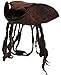 Distressed Brown Carribean Pirate Costume Tri-corn Hat Adult With Dreadlocks