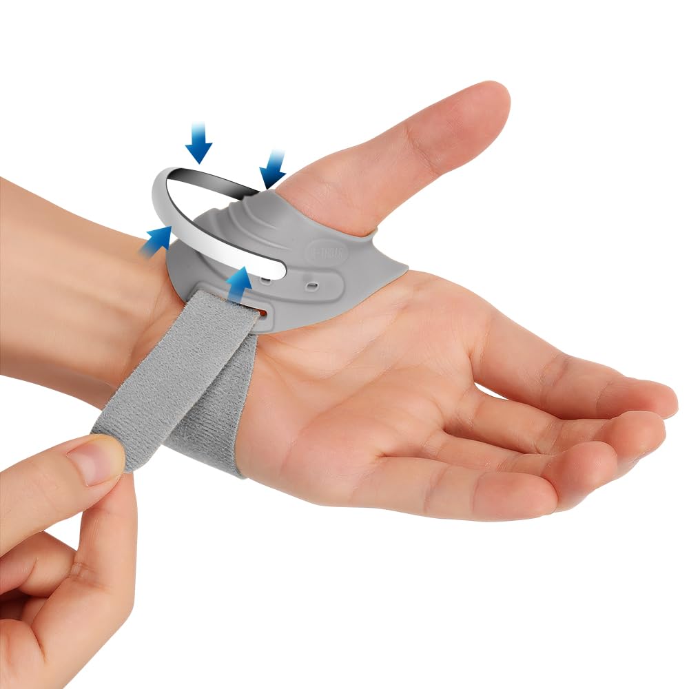 FORTEMOTUS CMC Thumb Brace, Thumb CMC Joint Support Stabilizer for Pain Relief, Tendonitis, Instability, Lightweight & Adjustable Thumb Support Brace for Men and Women, Smoke, Left Hand