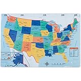 UNITED STATES PLACEMAT - US Map on front with Quiz on back - For Children and Adults