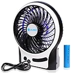 Portable Rechargeable Personal Fan, 3 Speeds Desk Table fan, Mini USB Fan for Laptop/Desktop , Outdoor Small Fan with LED Light