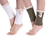 2 Pack of Womens Lace Stretch Boot Leg Cuffs Leg Warmers Socks Topper Cuff