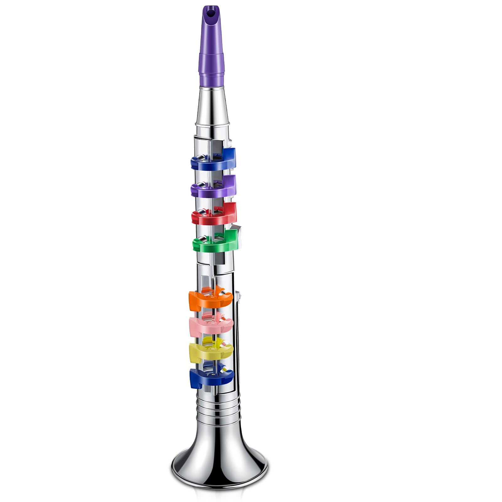 Photo 1 of Lewtemi Silver Clarinet Musical Instruments Toy for Kid Toddler Fake Plastic Preschool Music Toy Gift Portable Wind Instrument Early Educational Teaching Songs Toy Gifts for Toddlers Children