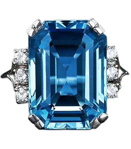 2 Cttw Oval Aquamarine Halo Ring - 14K Gold Plated Sterling Silver, Split Shank, Size 6-10 For Women