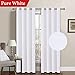 H.VERSAILTEX Linen Blackout Curtain 84 Inches Long for Bedroom/Living Room Thermal Insulated Grommet Linen Curtain Drapes Primitive Textured Burlap Effect Window Drapes 1 Panel - Heather Pure White