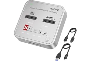 MAIWO M.2 NVMe SATA SSD Cloner Duplicator, USB 3.1 GEN2 10Gbps, 20TB Capacity, Dual Bay Hard Drive Docking Station with SD Ca