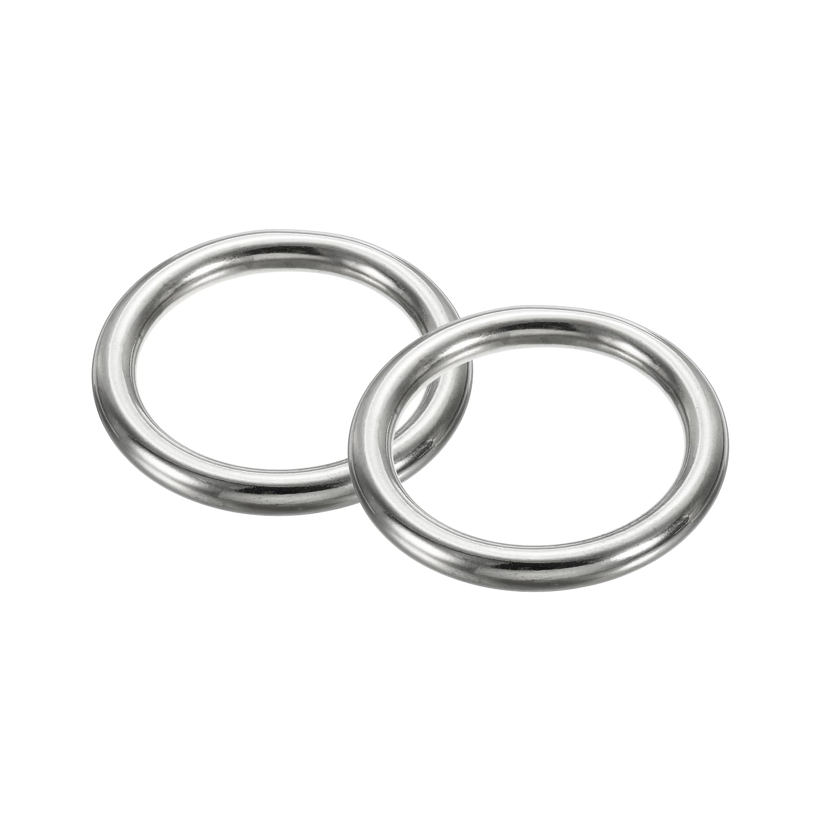 PATIKIL 2" Seamless Metal O Rings, 2 Pack 304 Stainless Steel O-Ring Heavy Solid Round Rings for Macrame, DIY Craft, Hardware, Belt, Dog Leash, 8x50mm