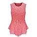 OFTEN Women's Sexy Chic Lace Shirt Fashion Sleeveless Blouse Tops,Red,Small