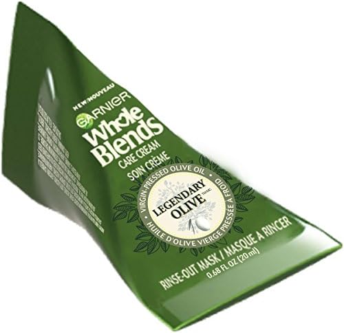 Garnier Whole Blends Care Cream Rinse-out Hair Mask, Legendary Olive, 0.68 fl oz (Pack of 2)