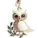 Bolbove Cute Owl on Leaves Sparkling Charm Blingbling Keychain Crystal Rhinestone Pendant
