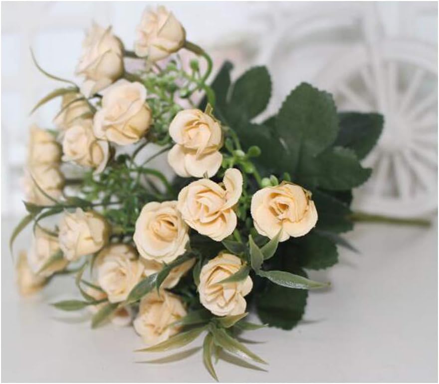 DSYJ Rose Flower Champagne Bridal Wedding Party Home Decor Bouquet Latex Real Touch Flower Bunch Artificial Flowers 1 Bunch