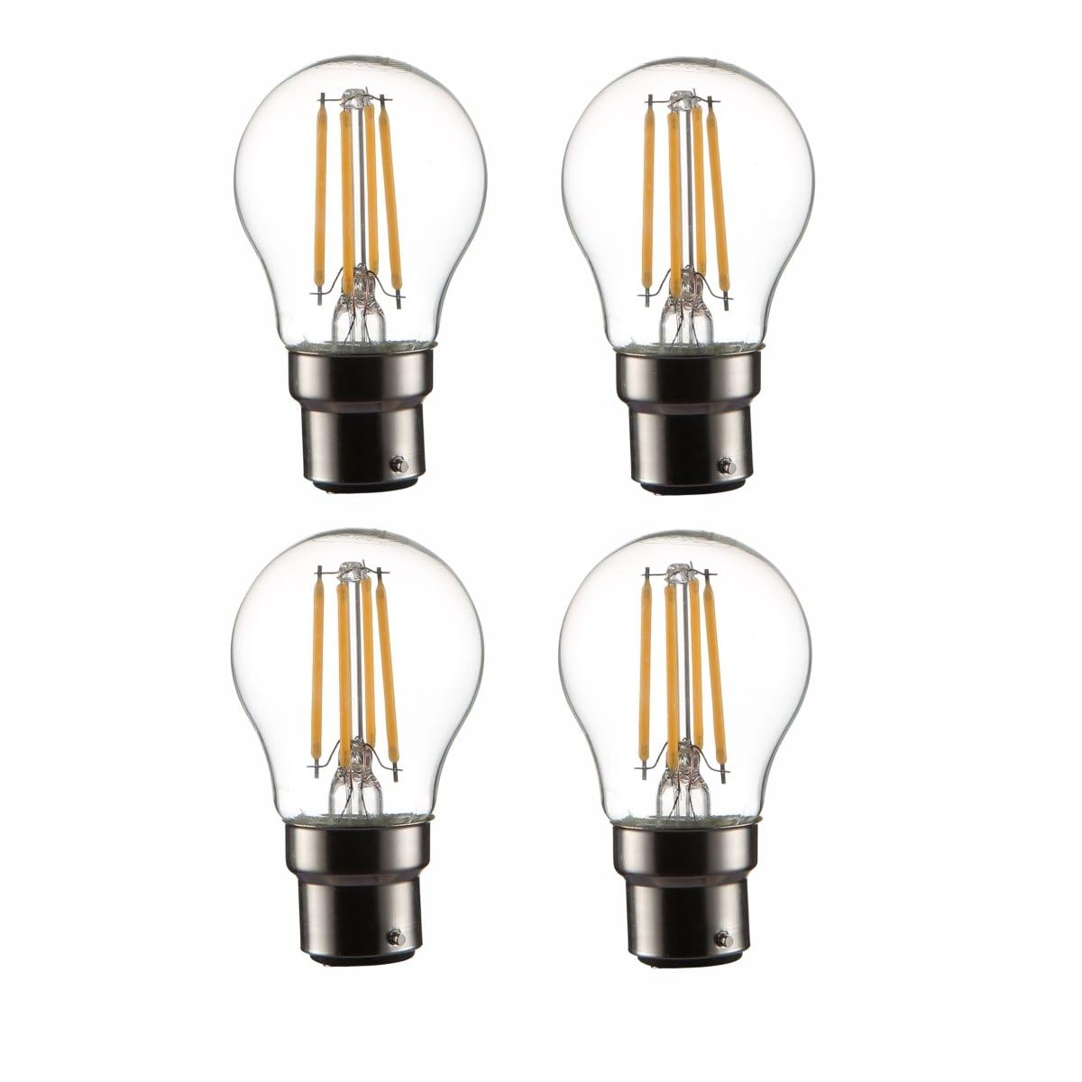 TEKLED® G45 Filament Vintage DIMMABLE LED Bulbs | B22 Bayonet Cap | Energy Saving 4W Light Bulb 40W Equivalent | Clear 2700K 470LM | 4-Pack | Warm White