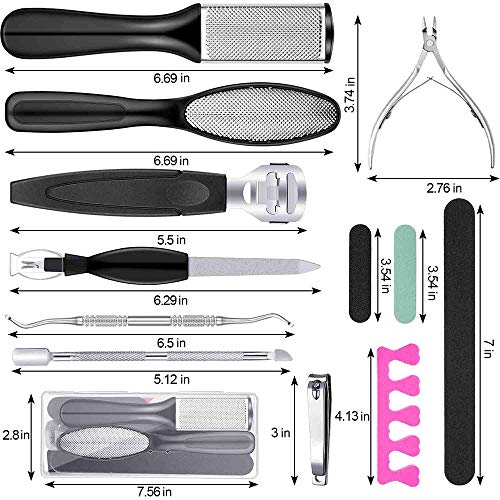 Faraone4w 21 en 1 kit de limas para pedicura profesional para eliminar callos, piel muerta y otros cuidados de pies para mujeres y hombres en el hogar