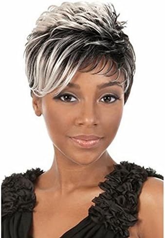 Ombre White Black Wig Womens Wigs Synthetic Cosplay Wig Short Curly Wig for Women Afro Kinky Curly A6