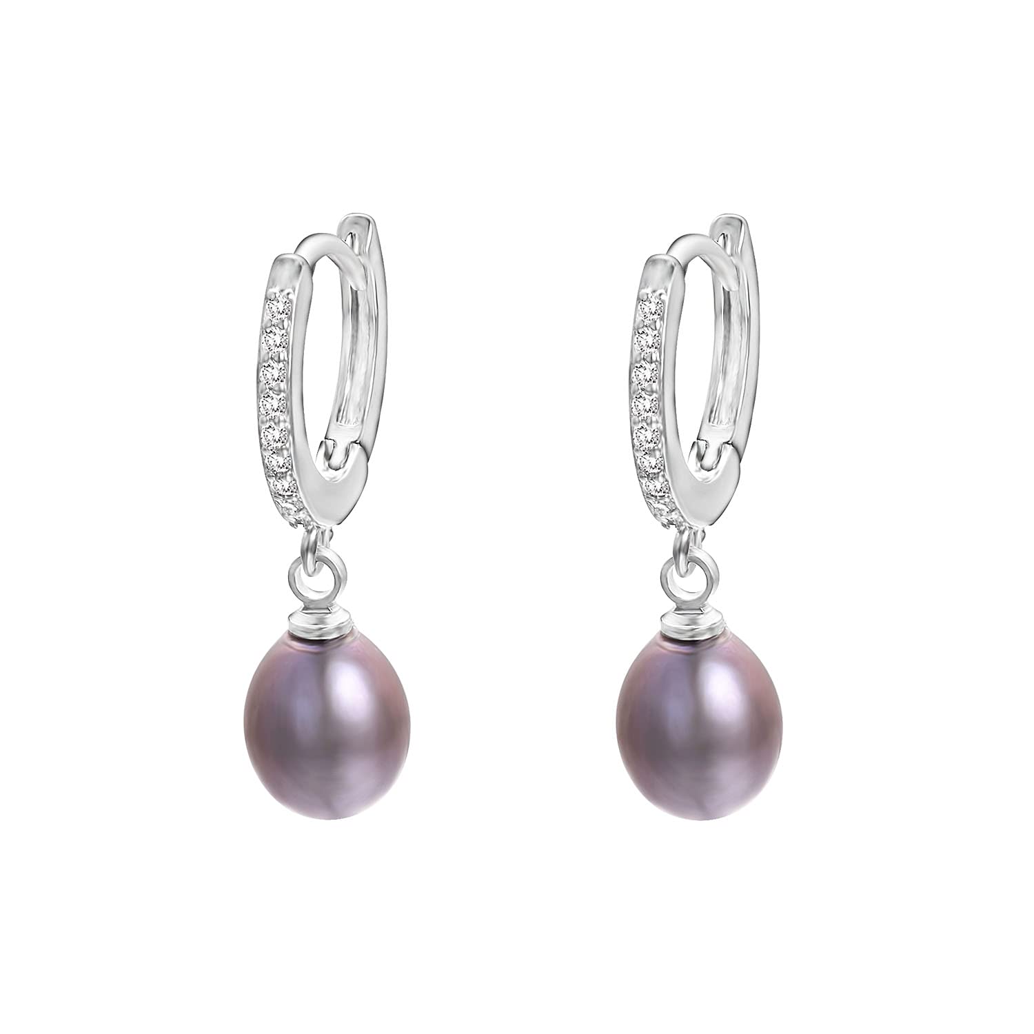 Vissen Pearl Drop Earrings for Women Cubic zirconia Piercing Sparkly Earrings Hypoallergenic Jewelry Gift