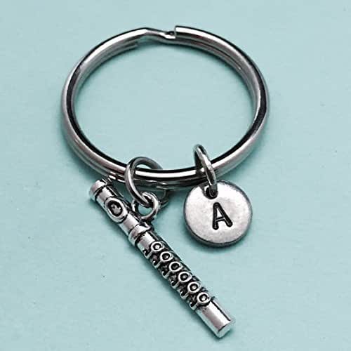 Flute keychain, flute charm, musical instrument keychain