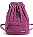 Waterproof Drawstring Sport Bag, Large lightweight Gym Sackpack backpack for Men and Women (Purple)