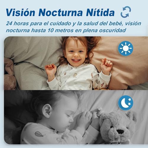 BAKEWAY 2K HD Cámara de Seguridad Interior, 3MP Cámara Wi-Fi de Seguridad Interior, con Visión Nocturna Audio Bidireccional y Detección de Movimiento 360 Grados para Hogar Bebé Mascota etc