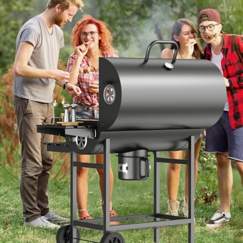 Forubar Automatic Rotating BBQ Grill Outdoor, with Adjustable Charcoal Pan, Thermometer, Barbecue Grill for Outdoor Picnic Backyard Patio and Parties