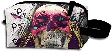 Gallery Butterfly Skull Art Portable Pencil Bag Coin Purse Pouch Stationery Storage Organizer Case Cosmetic Makeup Brush Holder With Durable Zipper For Students Office