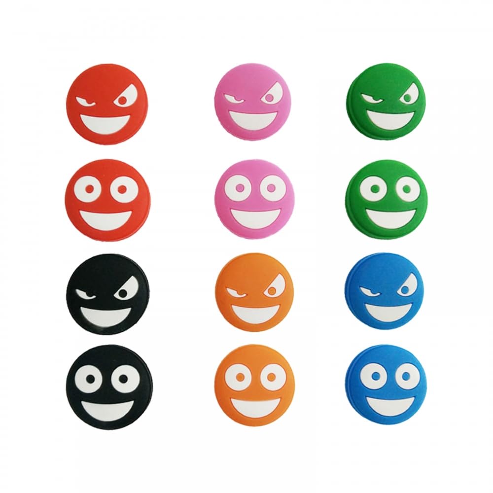 MiOYOOW 12PCS Tennis Vibration Dampeners, Silicone Tennis Damper Cartoon Tennis Shock Absorbers for Most Tennis Rackets