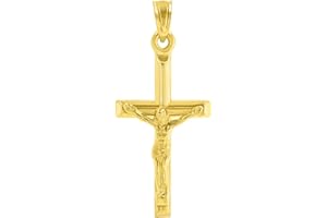 Jewelry America 14k Yellow Gold Simple and Classic Small Cross Crucifix Pendant
