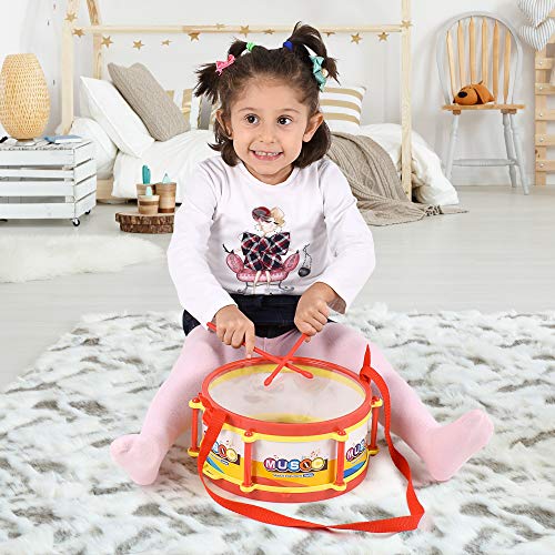 BRITENWAY Toddler Music Drum Toys, Kids Percussion Musical Instruments for Boys and Girls, Educational Music Toy Set with Drums, Percussion, Tambourine, Trumpet, Maraca, Harmonica, Flute and More