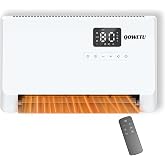 QOWETU 1500W Electric Wall Heater for Indoor Use with Remote Control | Wall Mounted Quiet Space Heater,Thermostat and ECO Mode, 60&deg;/90&deg;/120&deg; Oscillation, 24-Hour Timer, Easy-Mount for Garage
