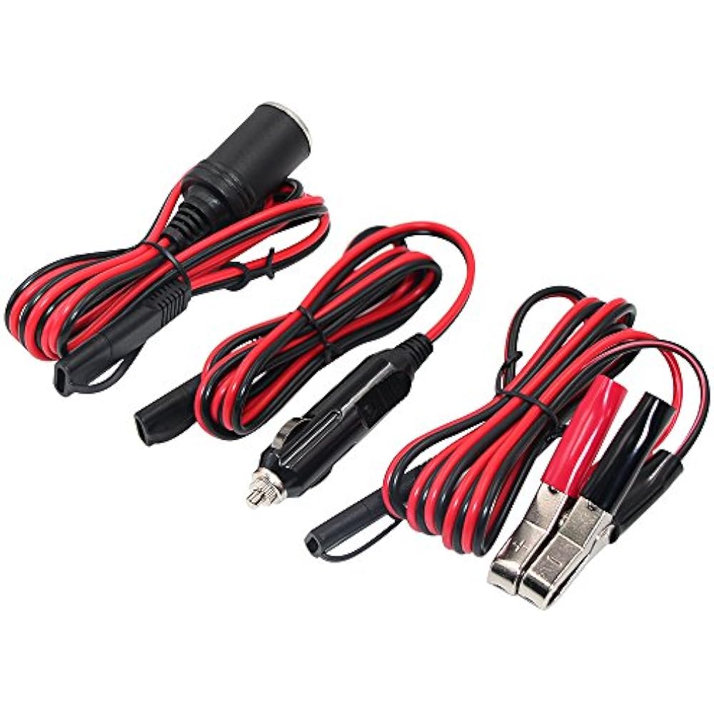 12V 24V Cigarette Lighter Extension Cord Battery Clipon Car SAE To