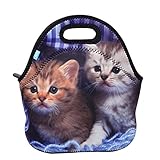 Neoprene Lunch Tote, OFEILY Insulated Lunch Bag with animal printed (Middle, Cat 2)