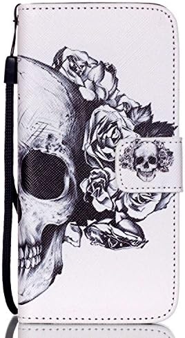 Stand Feature Wallet Type Flip Folio Cover,Mobile Phone Wallet Case Cell Phone Cover for Apple iphone 6/6S (Skull)