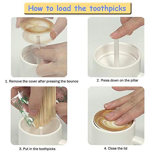H&W Creative Design Coffee Cup Toothpick Dispensers Holder, Funny Push Style Plastic Toothpick Case Organizer Storage for Home Restaurant Party Decoration