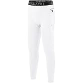 RIKUAOU Boys Compression Pants Leggings, Youth Athletic Quick Dry Tights Football, Base Layer Spandex Sports with Pocket
