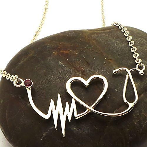 18" Handmade Silver Nurse Heart Beat Stethoscope Necklace Choker