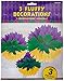 Mardi Gras Party Fluffy Hanging Decorations, 3 Ct.