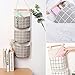 2 Packs Linen Cotton Fabric Wall Door Closet Hanging Storage Bag 3 Pockets Over The Door Organizer for Room Bathroom with 1pc Elephant Coaster by HomRing