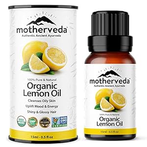 Motherveda Lemon Oil (USDA Certified Organic) Diffuser Oil for Home Fragrance / Skin Pigmentation & Lightening / Hair…