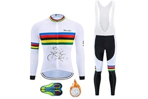 MOXILYN Men Cycling Clothing Set Winter Long Sleeve Jacket Bike Jersey Kit Plus Velvet Riding Clothes + Cycling Pants with 20D Pad