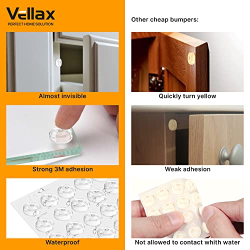 Vellax Door Bumpers Sound Dampening 128 pcs Silicone Clear