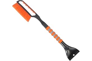 LoyaGour Snow Brush and Ice Scraper for Car Windshield,26.4" Window Scraper Deicer for Car SUV and Truck,Ice Scrapers and Brushes 2 in 1,Winter Car Automotive Exterior Accessories(1Pack Orange)
