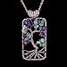 sedmart Tree of Life Pendant Amethyst Green Aventurine Rectangle Necklace Healing Gemstone Fashion Jewelry