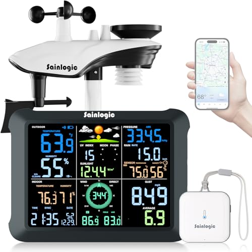 Sainlogic SA9 Plus 14-in-1 Smart Wetterstation WLAN, Innen-Außen-Sensor, 24/7- durch Weatherseed® A…
