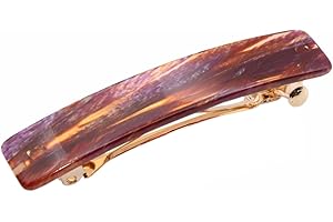 French Amie Small 2 1/4 inch Celluloid Handmade Hair Barrette No Slip Grip Durable Styling Women Hair Accessories Hair Clip for Girls, Made in France(Purple Touch)