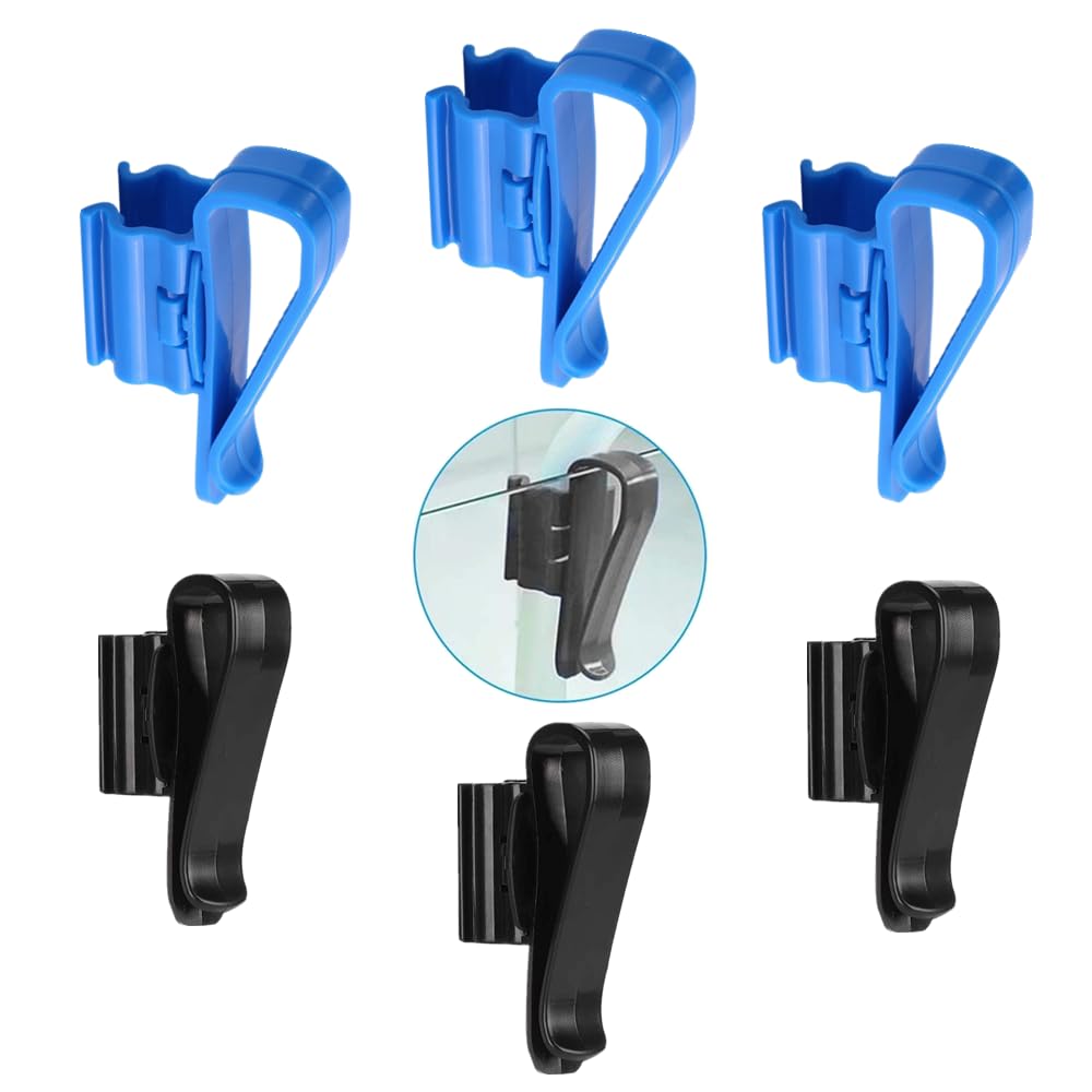 Luoyuanjia 6 PCS Fish Tank Hose Holder Adjustable Fish Tank Water Clip Fish Tank Water Pipe Clamp Fish Tank Mounting Clip For Fish Tank And Aquarium(Fit for 8mm to 16mm Hoses,black,blue)