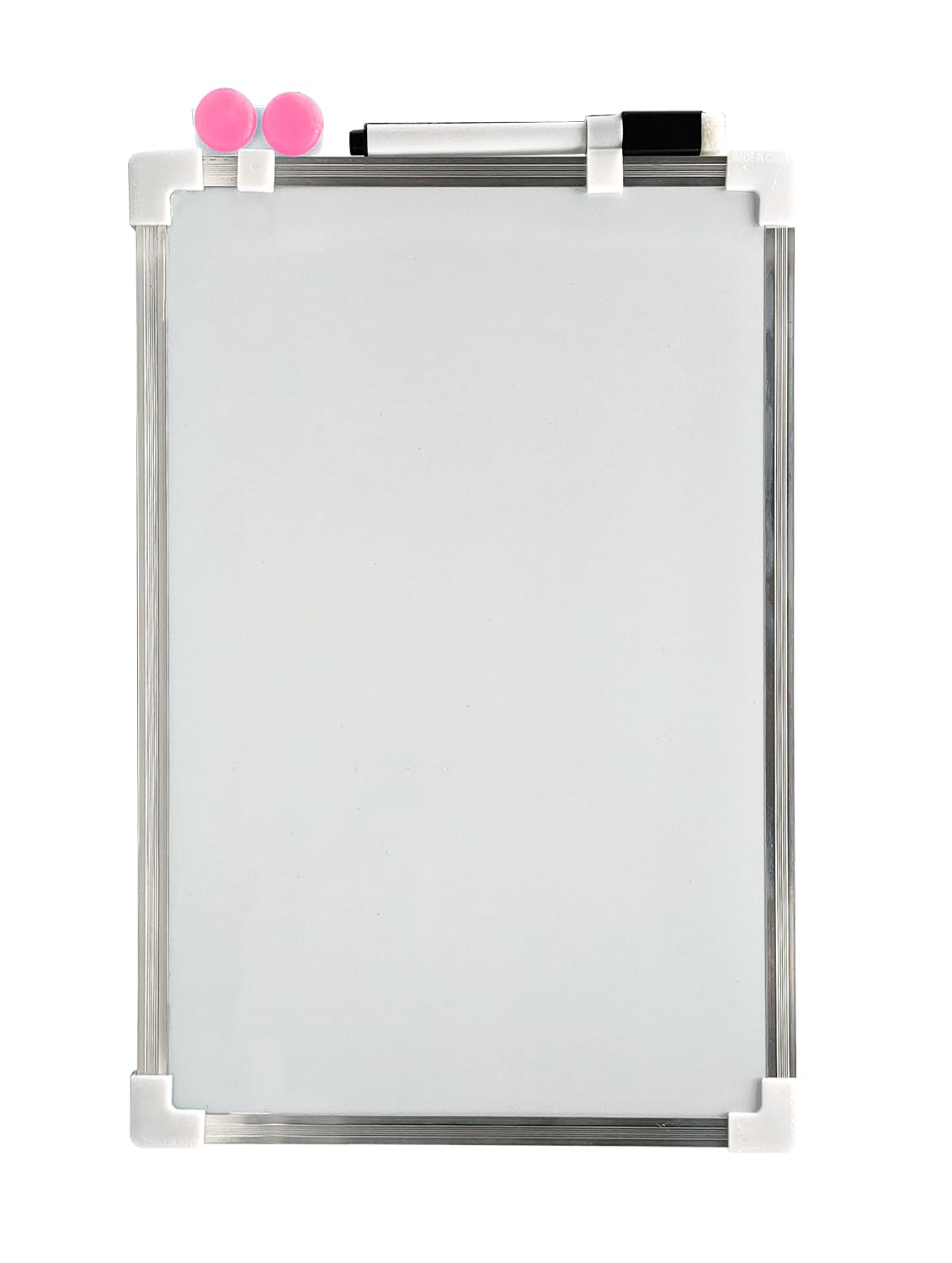 Magnetic Erasable Whiteboard with Black Marker Pen, Eraser and 2 Magnets – Multicoloured Multi-Size – for Children Drawing, School, Home, Office, Bedroom, Study (20 x 30 cm, Pink)