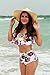 Heat Move Women Retro Flounce High Waisted Bikini Halter Neck Two Piece Swimsuit (Floral, Large)