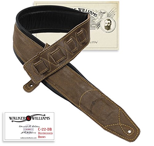 Walker & Williams C-22-DBRN Distressed Brown Leather Strapwith Double Padding